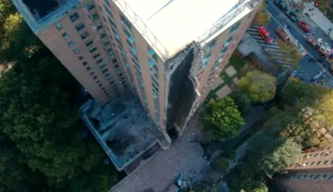 Emergency Response to Partial Building Collapse in NYC Following Apparent Explosion