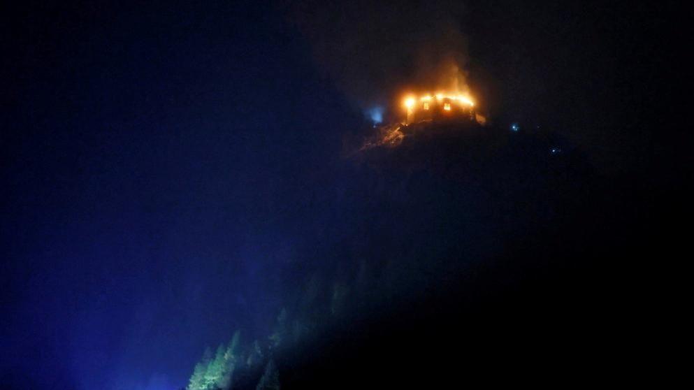 The Eagle's Nest on fire