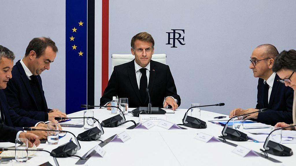 President Emmanuel Macron speaks in Paris